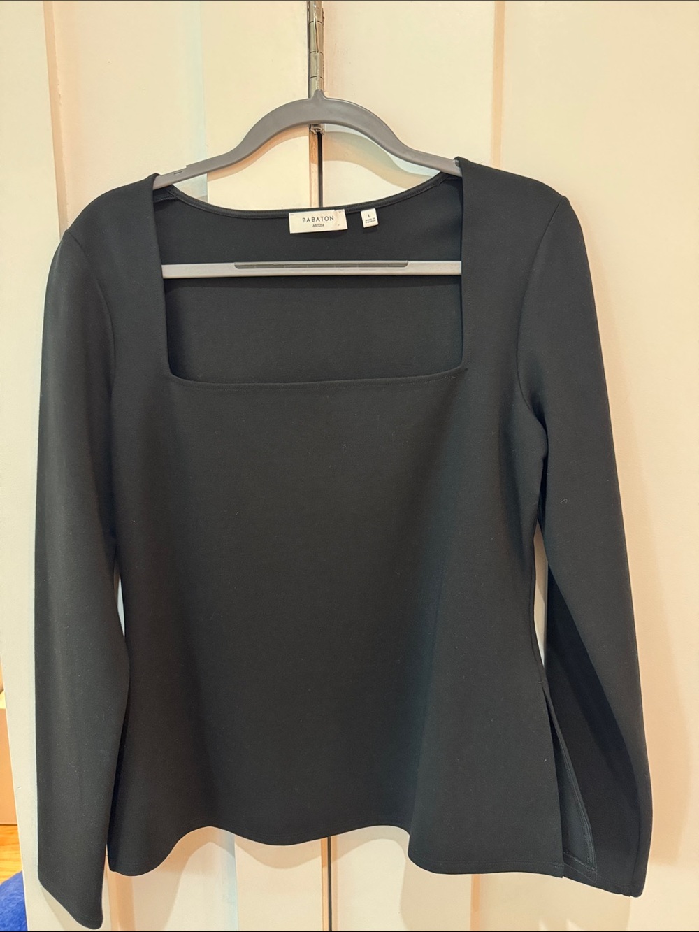 Aritzia Babaton Black Long Sleeve Square Neck Top